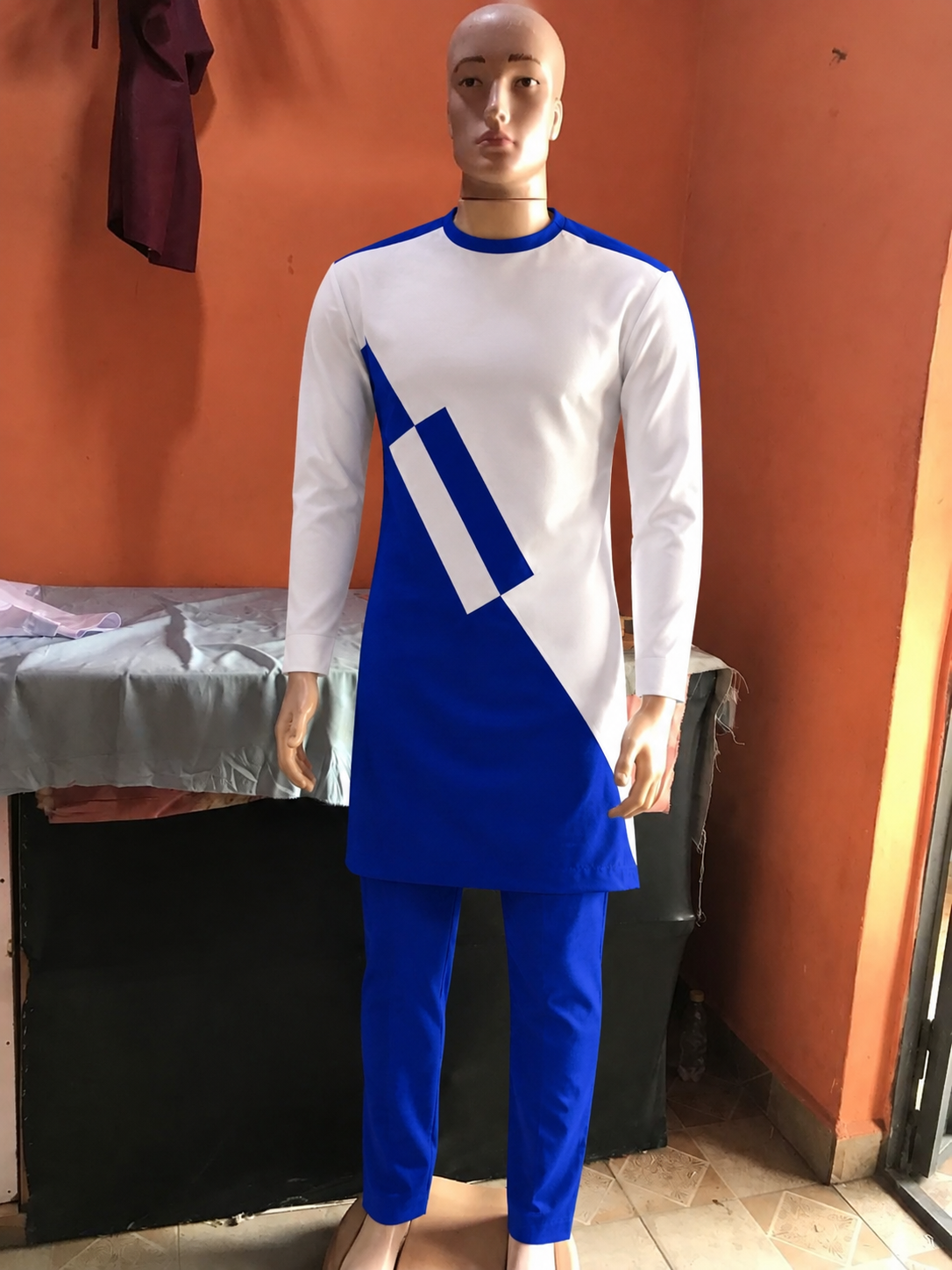 White & Royal Blue Abstract Senator